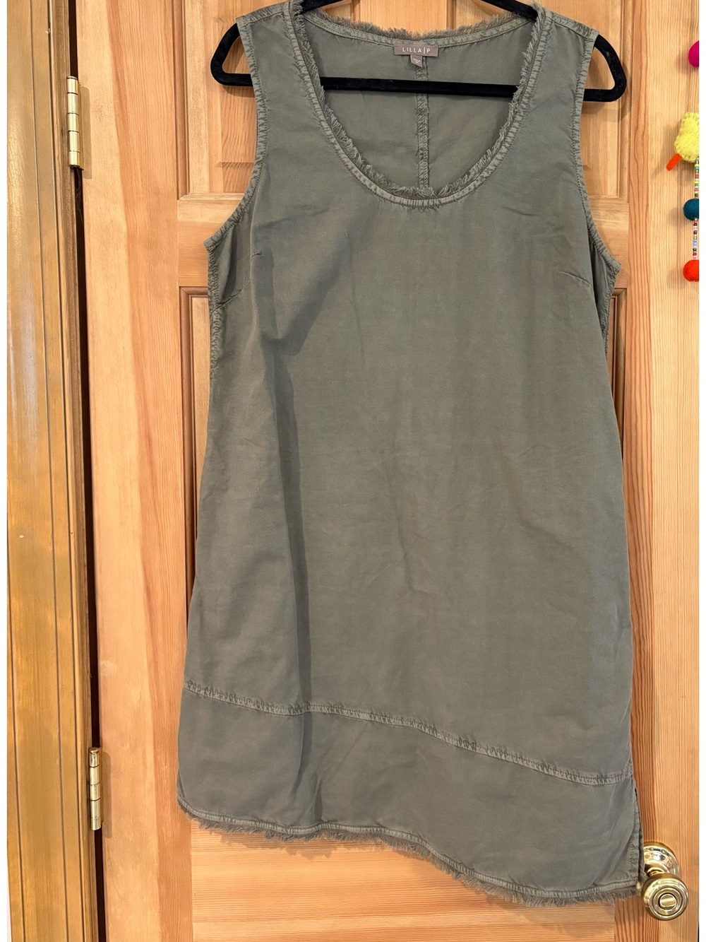 Lilla P - Olive asymmetrical sleeveless tank dress